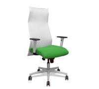 Sillón Sahuco blanco bali verde brazos blancos base blanca ruedas parqué 65mm