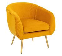 Sillón "solaro" De Terciopelo Plisado Amarillo Mostaza - Atmosphera Createur D'interieur