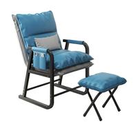 Sillón tapizado azul acogedor con reposapiés, silla moderna y juego para sala de estar, silla de lectura y relajación, muebles elegantes y cómodos