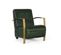 Sillón tapizado en piel natural con estructura metálica dorada80X65X80