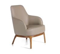 Ángel Cerdà – Sillón tapizado – Modelo 5043 – Polipiel topo, patas fresno nogal – 71x71x90 cm