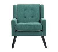 Sillón tapizado mediano - estilo mid-century, cojín de alta densidad, patas de madera - retro green