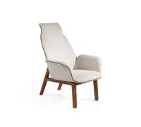 Sillón tapizado tela y maciza modelo chester - beige