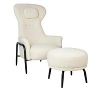 Sillón TEDDY GRAND con reposapiés beige - acero