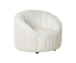 Sillón terciopelo asiento acolchado respaldo bajo blanco crema Malung
