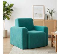Sillón Terciopelo Turquesa Moderna Con Marco Contrachapado | Reposabrazos anchos, tapicería suave, fácil mantenimiento, diseño de salón o dormitorio, comodidad duradera