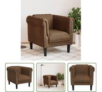 Sillón "The Living Store", color marrón, tapizado en cuero sintético con apariencia de ante