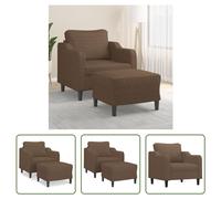 Sillón "The Living Store" con reposapiés, color marrón, 60 cm, tapizado en tela