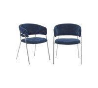 Sillón vintage de tela con estructura cromada, set de 2, domo, azul, 57x58x77.5 cm