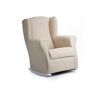 Sillonea - Sillón Lactancia Roma, Usado para amamantar/Dar el Pecho. Butaca balancín para habitación del Bebe. Medida: 100x74x77 cm. Tapizado con Tela Antimanchas. (Beige, Madera Wengué)