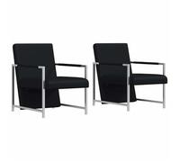 vidaXL 2X Sillones Modernos con Patas Cromadas Tapizado Negro Asientos Salón