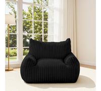 Sillones de plumas XXL para adultos, tipo "beanbag" de felpa, color negro