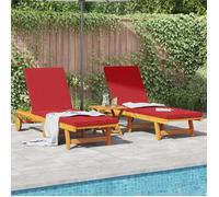 Sillones De Sol 2 Piezas Con Ruedas Y Cojín De Madera De Acacia Maciza V7753 Unico / Marrón