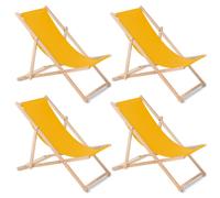 Sillones reclinables para playa y jardín set de 4 en haya amarilla premium