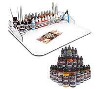 Silu- Pintura Acrilica Vallejo Xpress Color mas Paint Station Grande, Pack Completo 24 Pinturas Nueva Gama Reformulada junto con Organizador Vallejo para Pintar W40k, Miniaturas