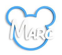 Silueta de Mickey con Nombre y Color Personalizado - Placa Decorativa para pared, puerta o habitación infantil de niño o niña - Regalo para Cumpleaños, Bautizo, Babyshower estilo W.Disney 25cm