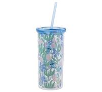 Silver Buffalo Disney Lilo and Stitch - Taza fría de plástico con diseño floral, 567 g