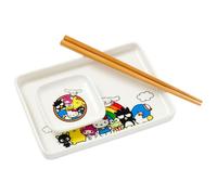 Silver Buffalo Sanrio Hello Kitty and Friends Rainbow - Juego de sushi de cerámica de 3 piezas, tamaño pequeño