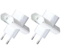 Silver Electronics - Adaptador Bipolar 3 Tomas 4mm plástico con Protección Infantil (Paquete de 2)