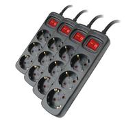 Silver Electronics - Base electrica 3 Tomas 1,5m Negro Interruptor (Paquete de 4)