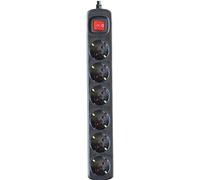 Silver Electronics - Base electrica 6 Tomas 1,5m Negro Interruptor (Paquete de 5)
