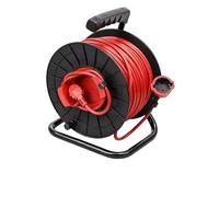 Silver Electronics - Enrollacables de jardín 25 m, 1 toma Schuko con toma de tierra, cable 100% cobre H05VV-F 3G1,5 mm², 16 A, 3500 W desenrollado, tambor eléctrico rojo y negro, IP20