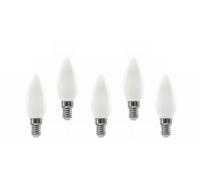 SILVER ELECTRONICS Pack x5 Bombilla LED Vela C35 filamento Crystal Frost A Class E14 485lm 2,3W 3000K 300º 30.000h