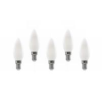 SILVER ELECTRONICS Pack x5 Bombilla LED Vela C35 filamento Crystal Frost A Class E14 485lm 2,3W 4000K 300º 30.000h