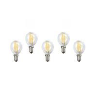 SILVER ELECTRONICS Pack x5 Bombilla LEDECO esférica de filamento E14 450lm 4W 3000K 15.000h transparente