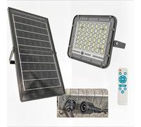 SILVER ELECTRONICS - Proyector solar con panel solar, batería y mando a distancia 900lm 50W 6500K IP65 90° 25.000h carcasa gris