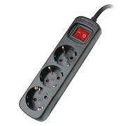 Base multiple 3 enchufes interruptor cable 1,5m negro