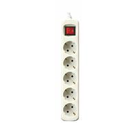 Base electrica 5 tomas schuko + interruptor + cable 1,5mts color blanc