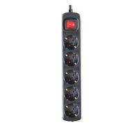 Silver Electronics - Regleta Enchufe con 5 Tomas con Interruptor, Negro, 5 Enchufes, Cable de 1,5 Metros, Protección Infantil, Toma de Tierra