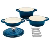 SILVERCREST® Set de cazuelas de hierro fundido (azul oscuro)