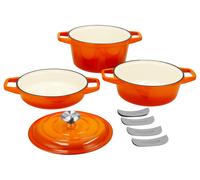 SILVERCREST® Set de cazuelas de hierro fundido (naranja)