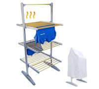 Silvergear® Tendedero Eléctrico Plegable con Calefacción | 4 Niveles | Temperatura Ajustable de 30-70°C | Temporizador de 1-9 Horas | Ahorro de Energía | Estructura Compacta y Plegable | 300W