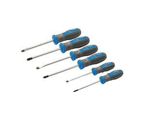 Silverline Tools 546524 Juego de destornilladores de agarre suave de uso general , 6 piezas, bicolores (azul / gris)