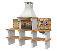 Silves Barbacoa de obra con mesa lateral y fregadero (An x Pr x Al: 229 x 58 x 234 cm, Superficie parrilla: 60 x 38 cm, Hormigón)