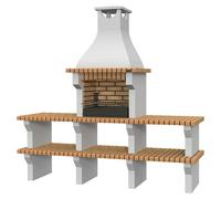 Silves Barbacoa de obra con mesas auxiliares (An x Pr x Al: 234 x 58 x 230 cm, Superficie parrilla: 60 x 38 cm, Marrón)
