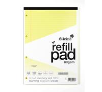 Silvine Bloc de recambio para dislexia de papel amarillo A4, forrado con margen (100 páginas)