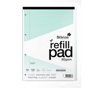 Silvine Bloc de recambio para dislexia de papel azul A4, forrado con margen (100 páginas)