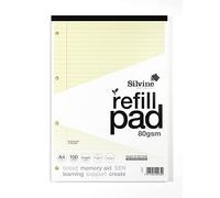 Silvine Bloc de recambio para dislexia de papel crema A4, forrado con margen (100 páginas)