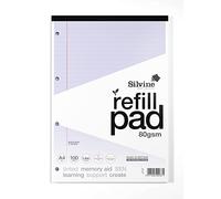 Silvine Likac - Bloc de recambio de papel A4 para dislexia, forrado con margen (100 páginas)