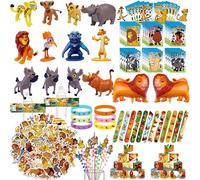 Simba Rey León recuerdo de fiesta Animal León máscaras pegatina llaveros pajitas pulseras de bofetadas bolsas de regalo para niños rellenos de fiesta de cumpleaños 50pcs stickers