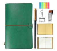 SIMDAO Juego de diario de cuero, diario de viaje para hombres y mujeres, cuaderno de viajeros con inserciones de papel kraft en blanco, clip para bolígrafo, bolsa multifunción, regalos para hombres y