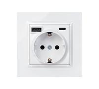 SIMON 10 Enchufe Schuko + 2 USB C 250V 16A Blanco