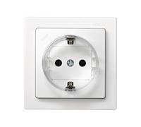 SIMON 73 LOFT - Base de Enchufe Schuko con Toma Tierra, Mecanismo de Superficie, Serie Compacta para Reformas sin Obra, Acabado Blanco Mate