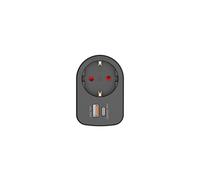 SIMON - Adaptador Combi 1 Toma Schuko 16A (250V) + 2 Puertos USB C) 30W, Carga Rápida con Quick Charge para Móviles, Smartphones y Tablets, Enchufe de Pared Compacto, Color Negro