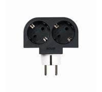 Simon Adaptador giratorio Plug 2 tomas 16A (250V, 3680W) rotación 180° Negro y Blanco