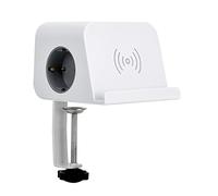 Simon Base Combiflat - 2 Schuko 16A 250V, 2 USB-A, 2 USB-C, carga inalámbrica 10W con soporte, blanco
